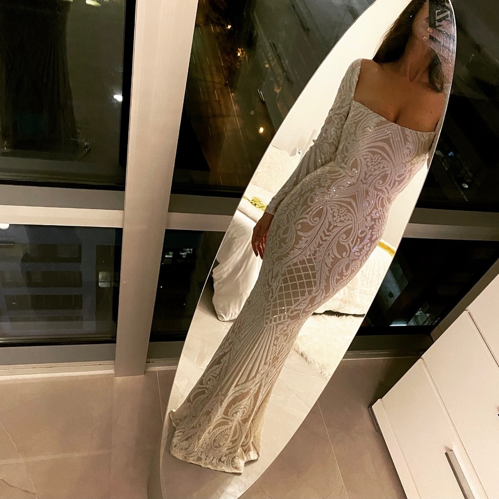 Windsor white/nude bodycon maxi dress